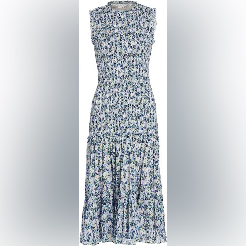 Floral Blue Sleeveless Maxi Dress